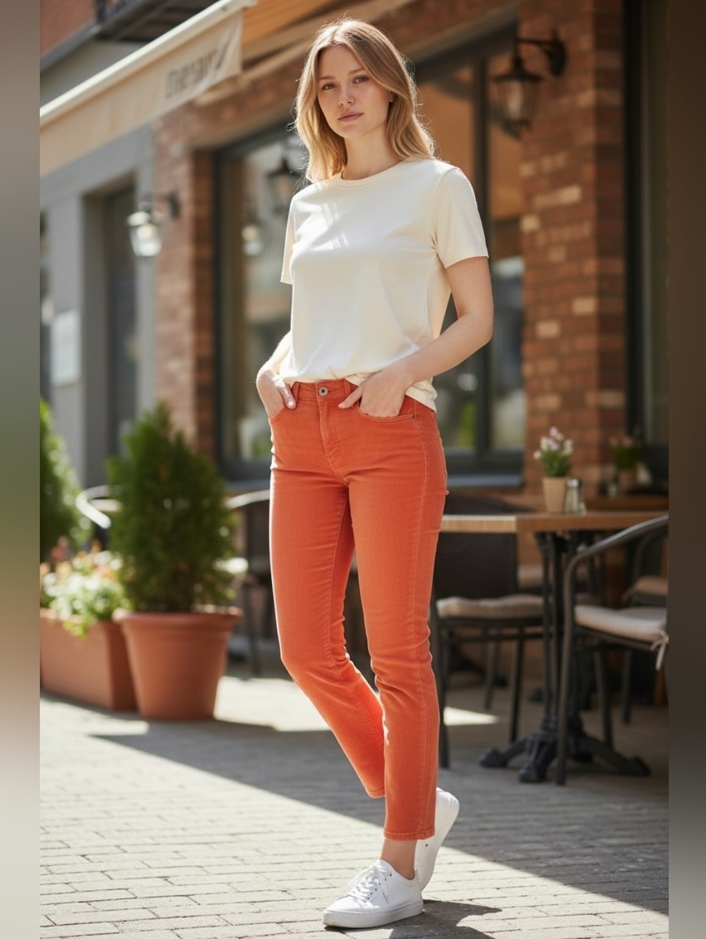 Dear John Corduroy Skinny Pants – Coral Rust – Size 26